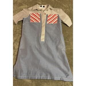 Vintage Algo Switzerland Sleeveless Striped Shirt Dress Tunic Women's Size S